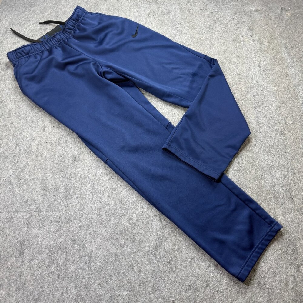 Nike THERMA-FIT Sweatpants Men M Blue Fleece 31" Tapered Fitness Relaxed 174
